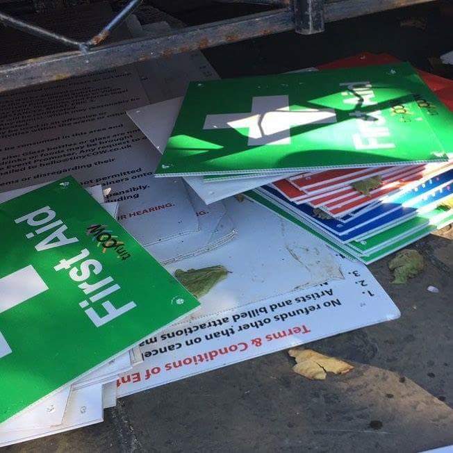 Sinage under the stage. Because that's where I'd put it